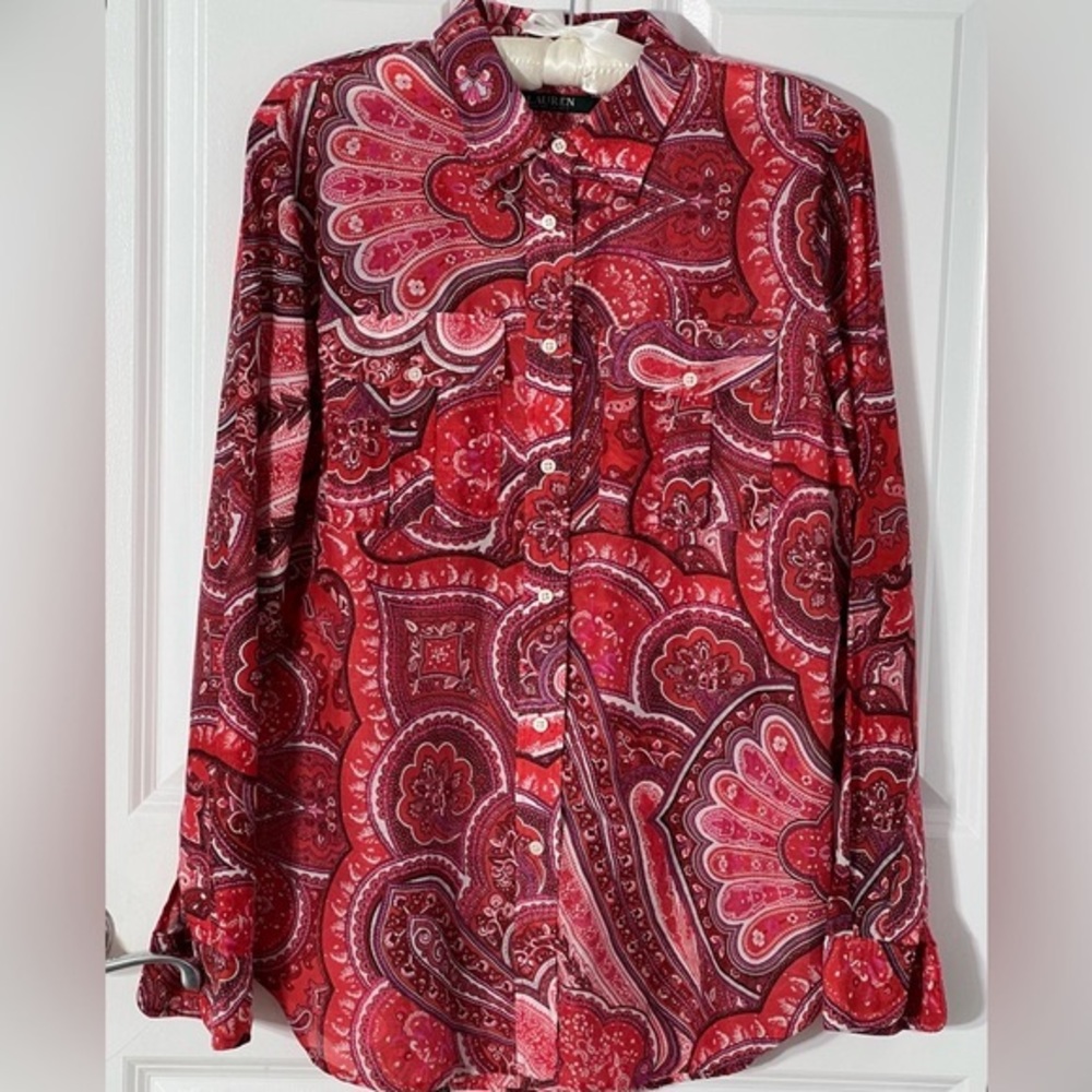 Lauren Ralph - Women’s Paisley-Print Shirt /Long Sleeve / Buttondown Blouse - Picture 4 of 11